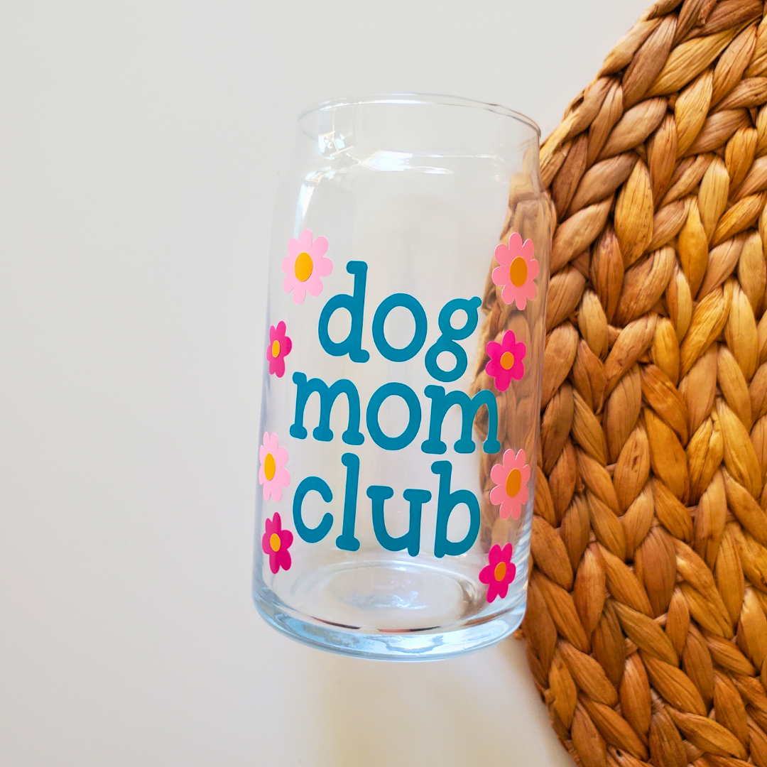 Drink Glass Dog Mom Club 16 oz.
