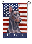 Doberman Blue Cropped True Blue Garden Flag