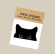 Peeking Cat with Realistic Eyes Vinyl Sticker (Black)