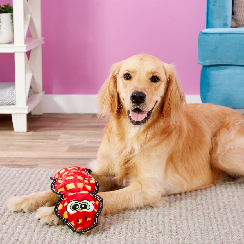 Outward Hound Tough Seamz Snake Durable Plush Dog Toy Red LG