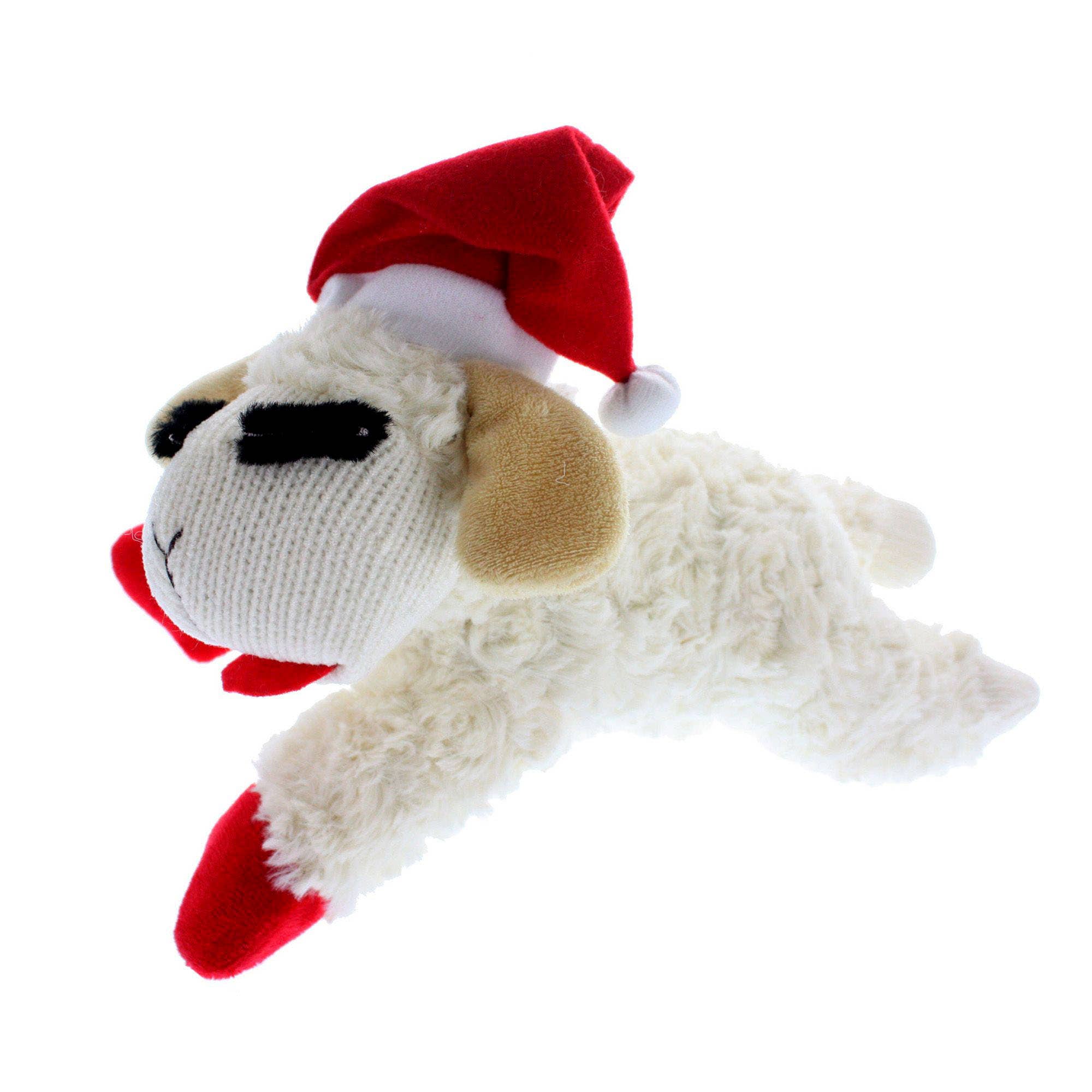 Christmas Lamb Chop with Santa Hat 10in Plush Dog Toy