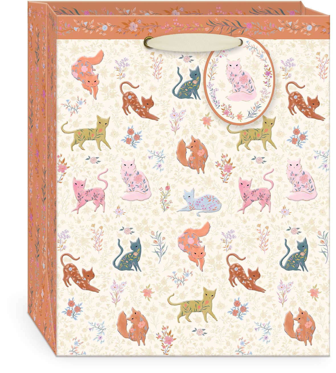 Cats Wildflower Pets Medium Vertical Floral Gift Bag