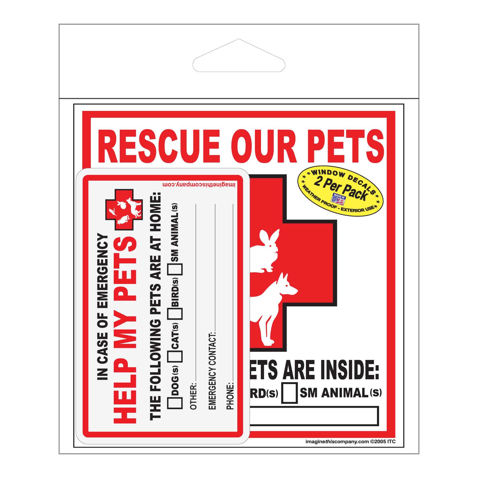 Pet Rescue Sticker Pet Rescue Decals 2 Pack with Wallet Card – Salty Paws