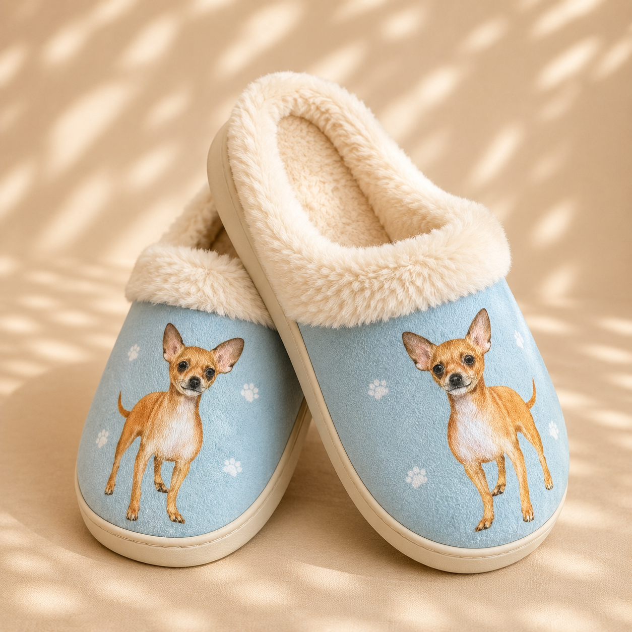 Chihuahua Fawn Dog Pet Lovers Comfy Snuggs Slippers