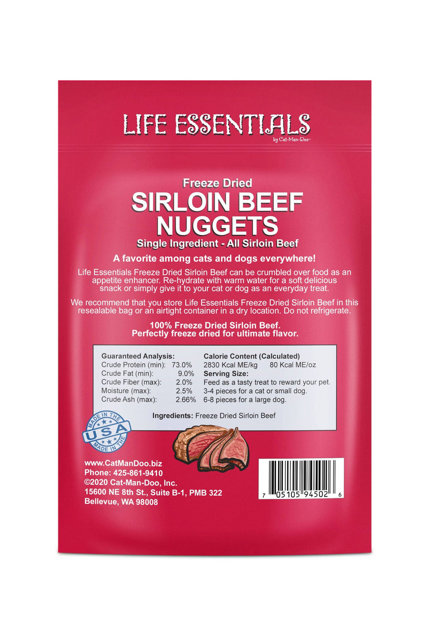 Life Essentials Freeze Dried Sirloin Beef Nuggets 3oz