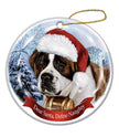 Saint Bernard Santa Hat Dog Porcelain  Ornament
