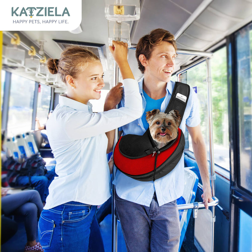 Pet Carrier Expandable Sling For Small Dogs And Cats Red
