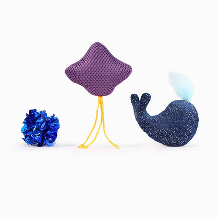 Cat Toy Whale Stingray Interactive Play Catnip Filled Plush Toy Set