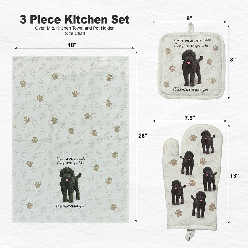 Labradoodle, oven mitt set