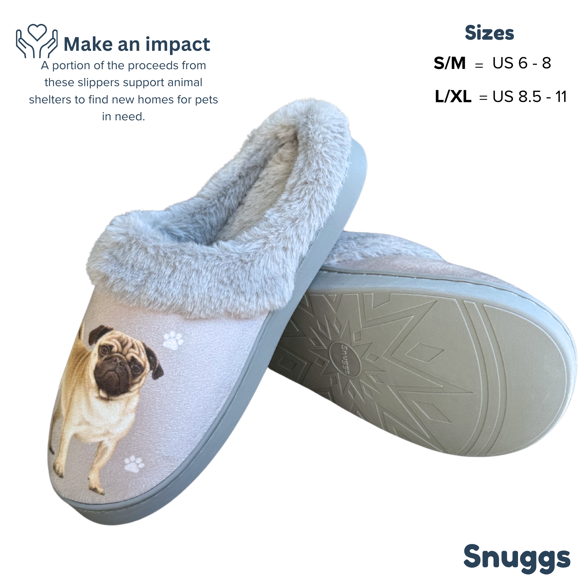 Pug Dog Pet Lovers Comfy Snuggs Slippers