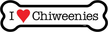 I (heart) Chiweenies Bone Shaped Magnets