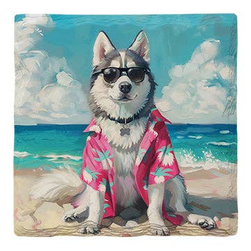 Siberian Husky Beach Dog | Drink Coaster