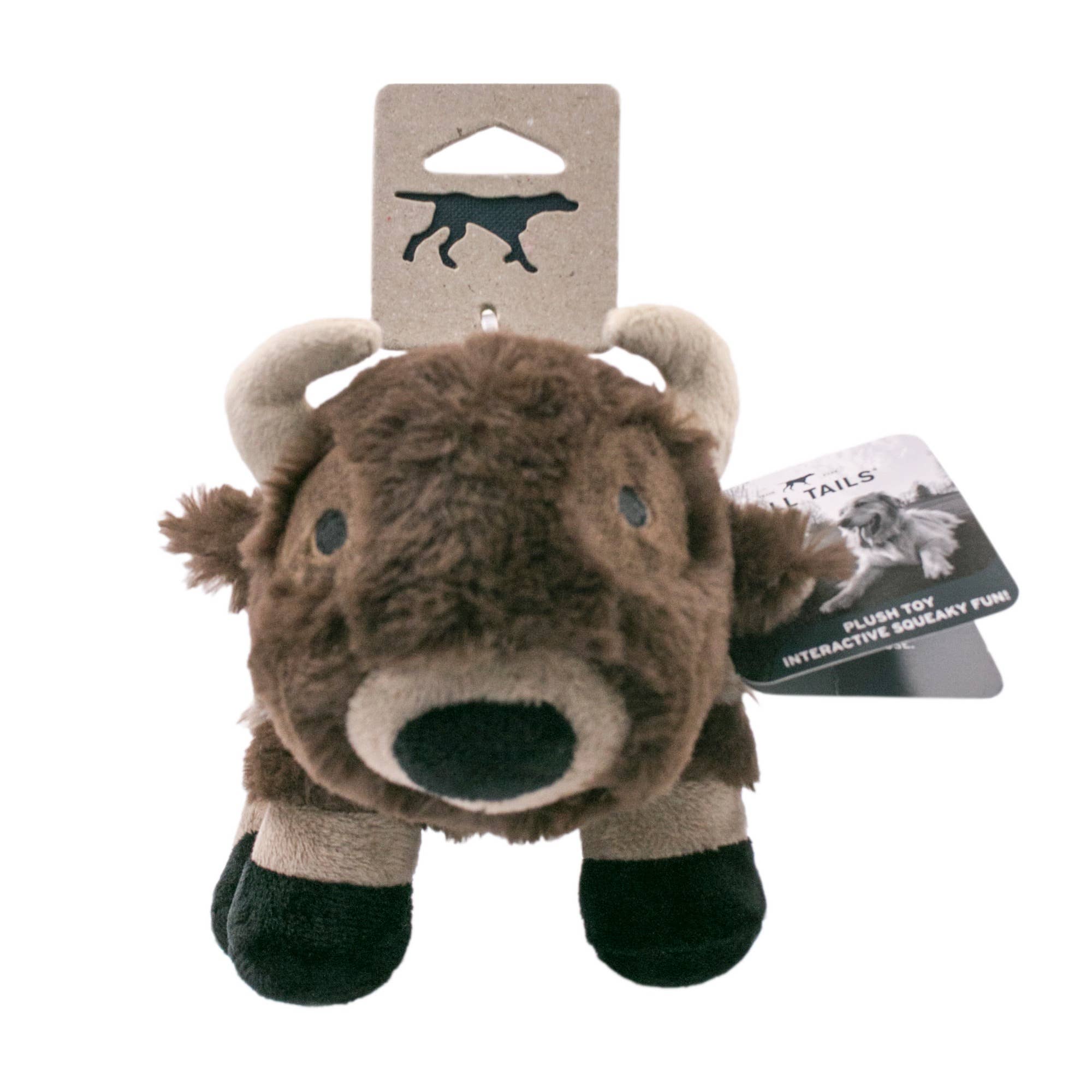Dog Toy Brown Buffalo Plush Squeaker Toy