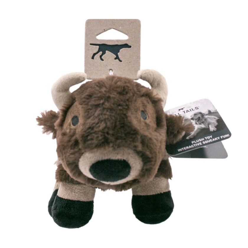 Dog Toy Brown Buffalo Plush Squeaker Toy