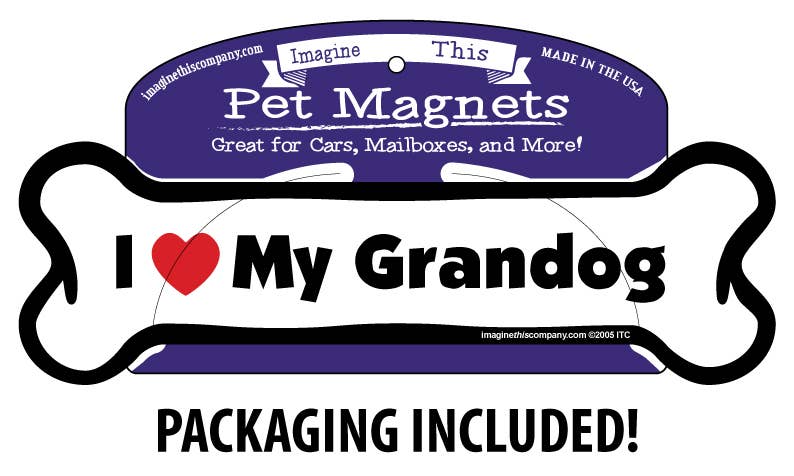 I Love My Grandog - Bone Car Magnet