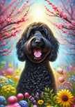 Labradoodle Black Colorful Spring Large House Flag