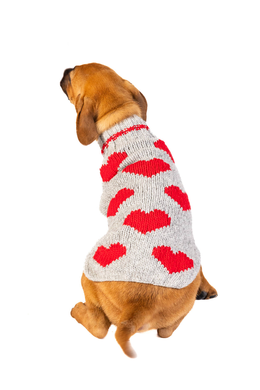 Red Hearts Dog Pet Sweater