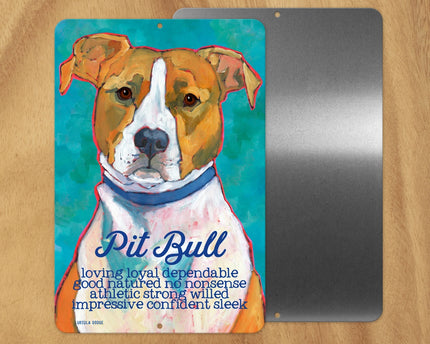 Pit Bull (Tan & White, Uncroped) -UD Metal Sign