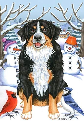 Bernese Mountain Dog (Winter) Large Flag