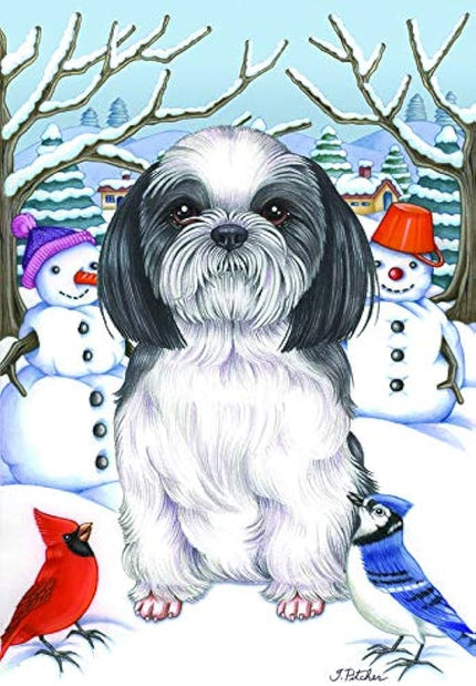 Shih Tzu (Winter) Large Flag