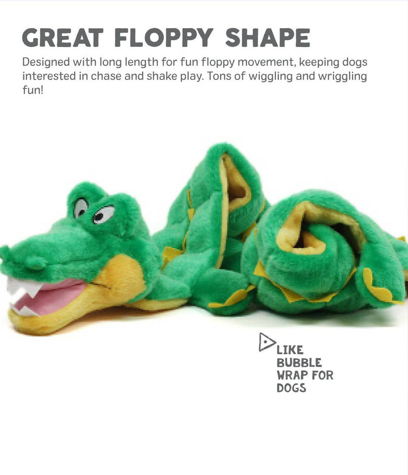 Outward Hound Squeaker Matz Gator Plush Dog Toy Green XL
