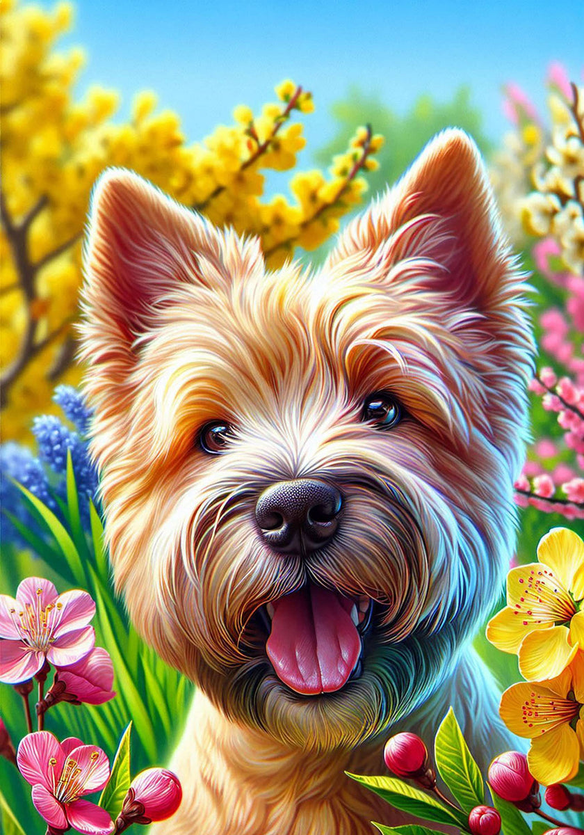 Cairn Terrier Wheat Colorful Floral Large House Flag