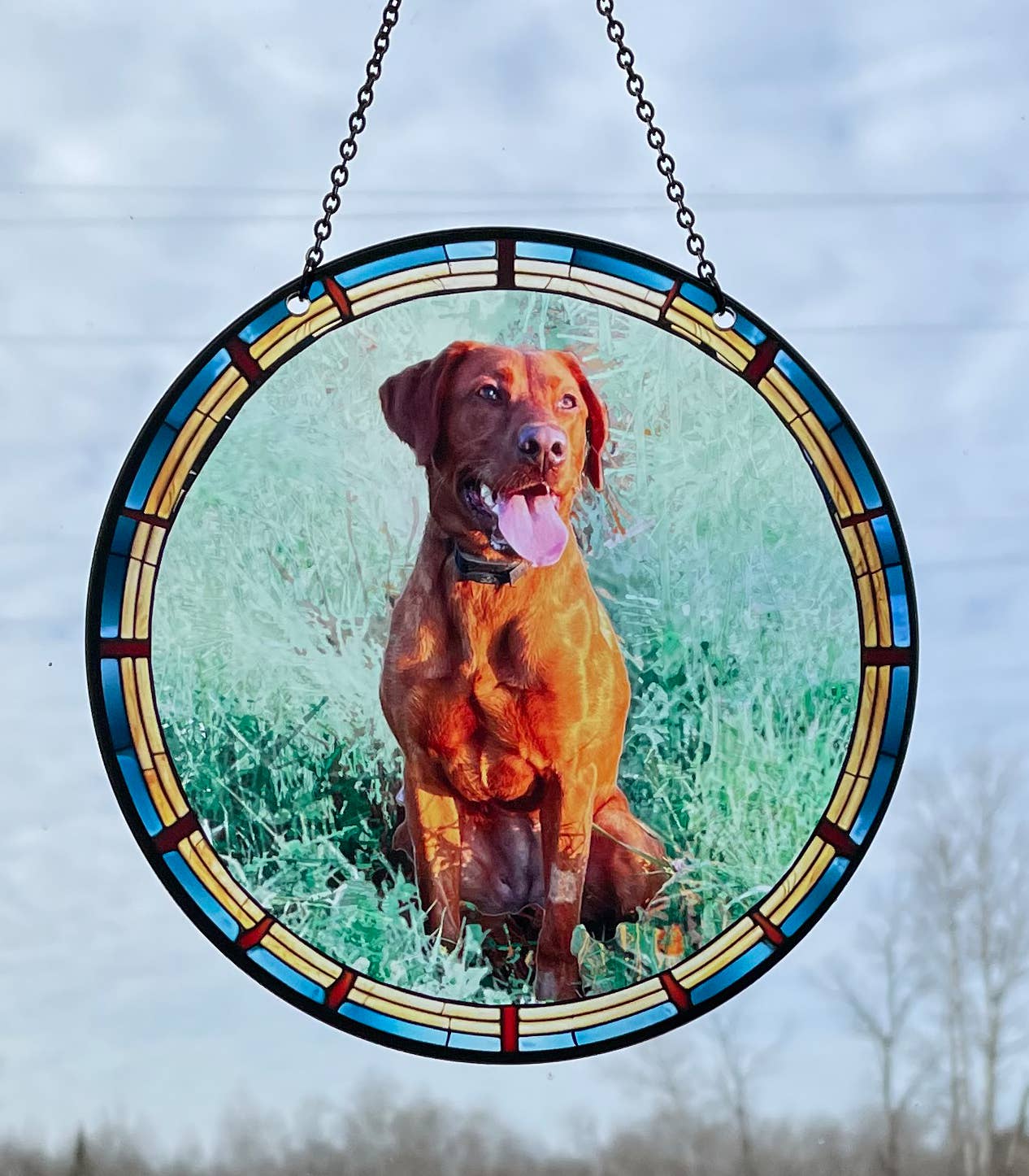 Red Lab Suncatcher with Chain
