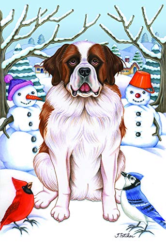 Saint Bernard Winter Large House Flag