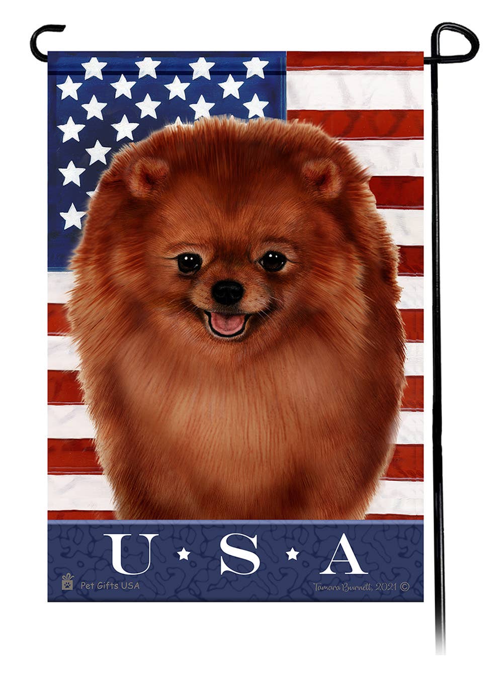 Pomeranian Red True Blue Garden Flag