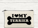 I Love My Terrier Canvas Multi-Use Zipper Bag