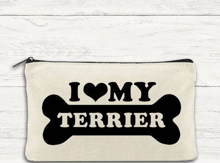 I Love My Terrier Canvas Multi-Use Zipper Bag