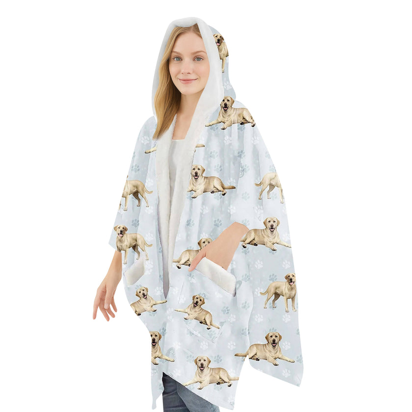 Labrador,Yellow Snugg Wraps with Hoodie – Ultra Soft Sherpa Fleece Wrap for Pet Lovers