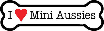 I (heart) Mini Aussies Bone Shaped Car Magnets