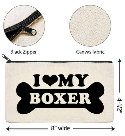 I Love My Boxer Canvas Multi-Purpose Zipper Bag