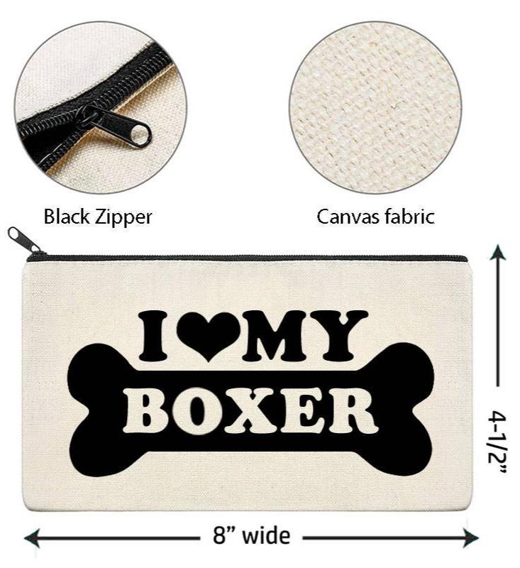 I Love My Boxer Canvas Multi-Purpose Zipper Bag