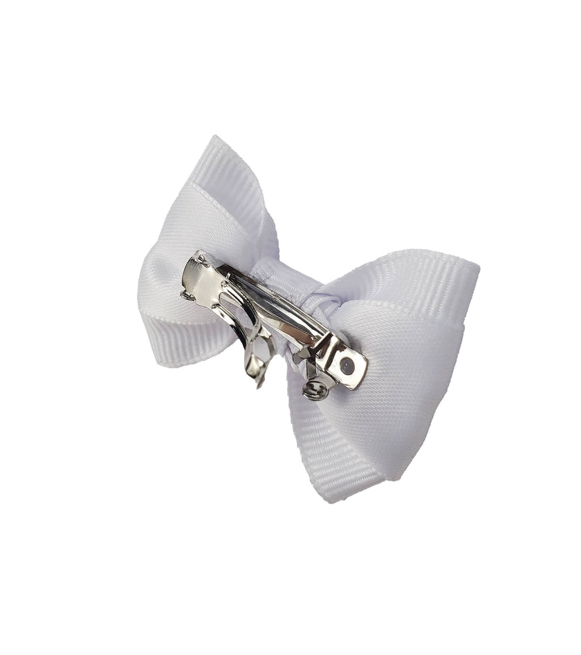 Formal White Hair Bows - 2 bows per card