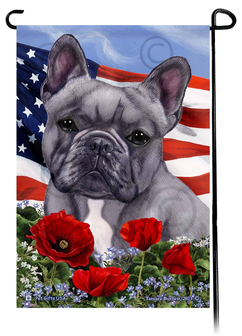 French Bulldog Blue and White - Patriotic Flowers Garden ...