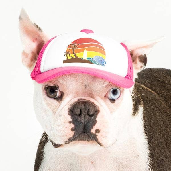 Trucker Hat for Dogs/Cats: Island Sunset Black / S