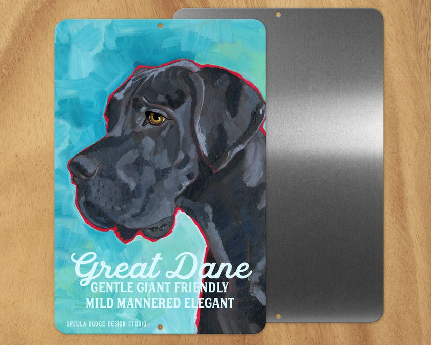 Great Dane (Black Uncropped Side View) -UD Metal Sign