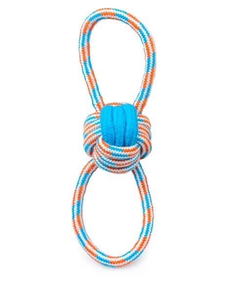ThoozyPet Figure 8 Knot Ball Rope Dog Toy Blue / Red 11.5