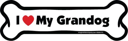I Love My Grandog - Bone Car Magnet