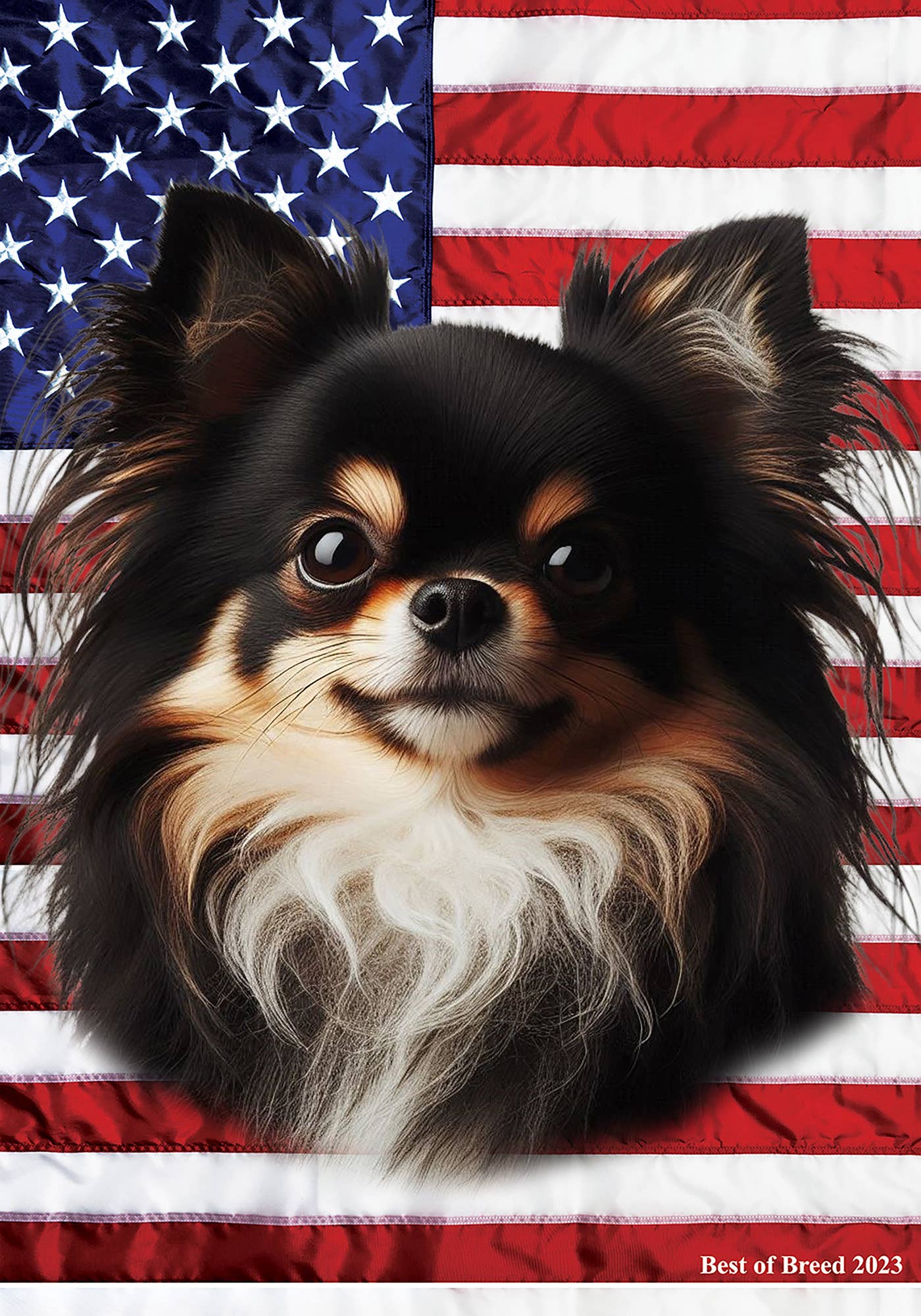 Chihuahua Black Longhaired -    Patriotic III Garden Flag