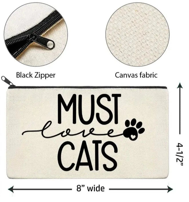 Canvas Zipper Bag - Must Love Cats