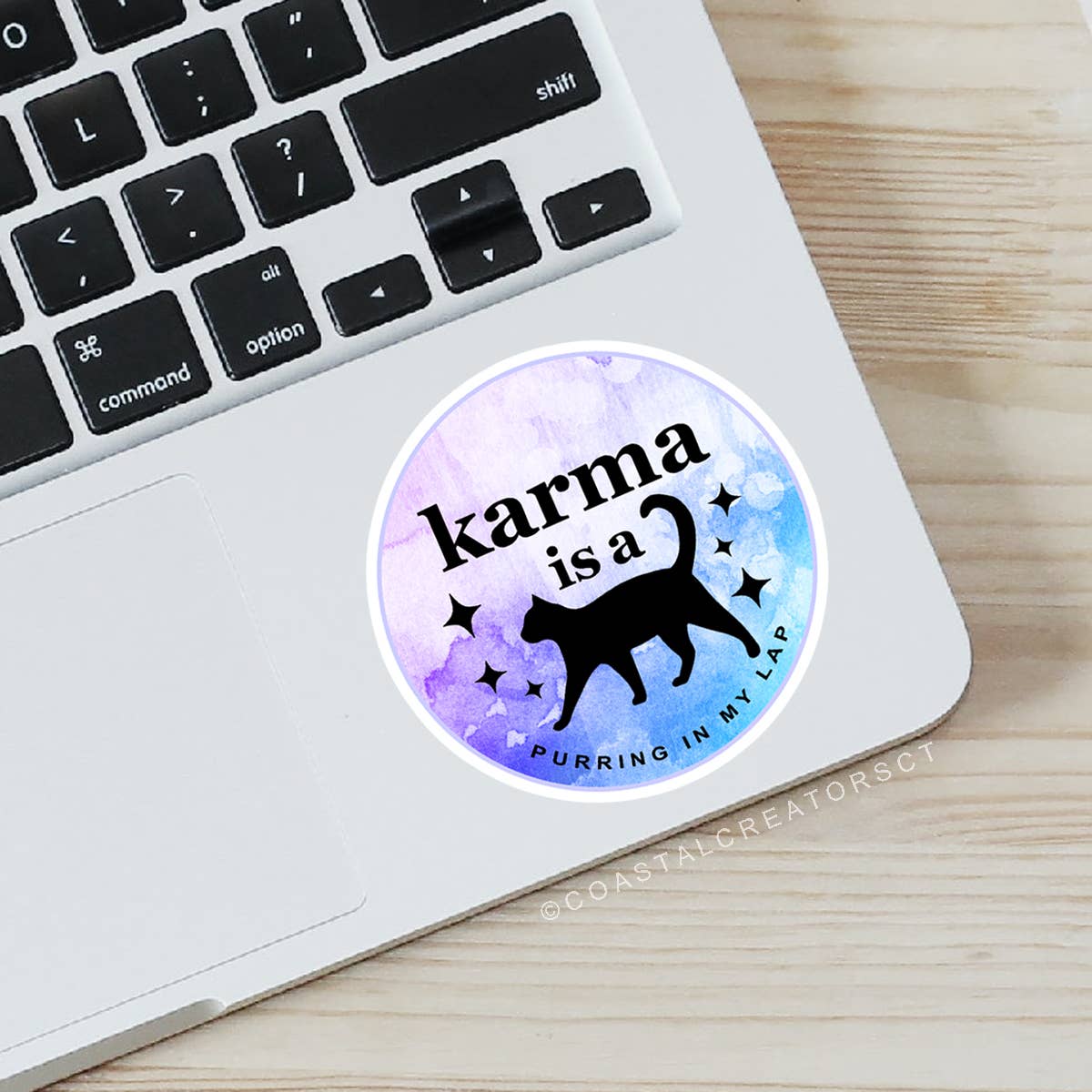 Karma is a Cat Purring on my Lap Laptop Bottle Sticker