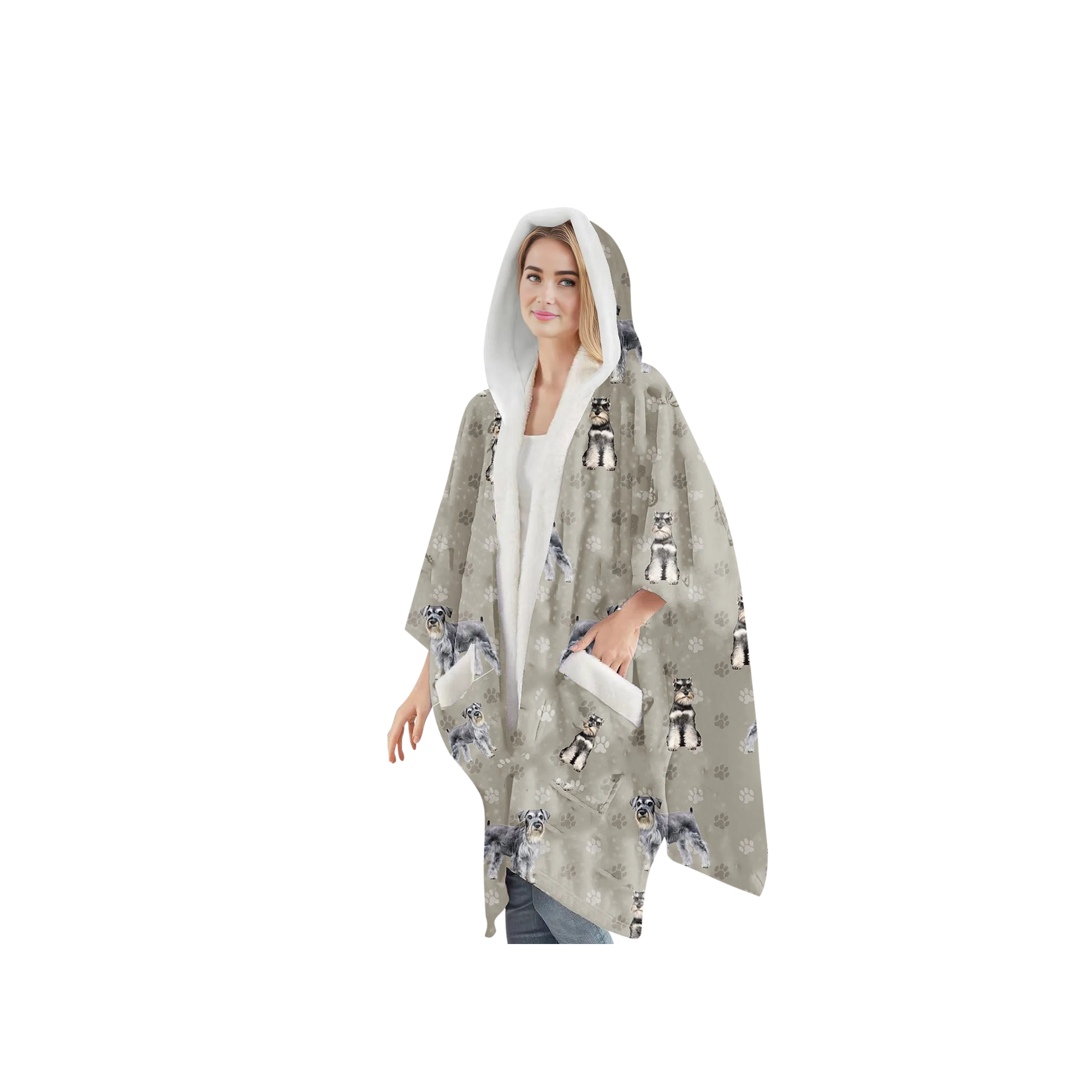 Schnauzer Snugg Wraps with Hoodie – Ultra Soft Sherpa Fleece Wrap for Pet Lovers