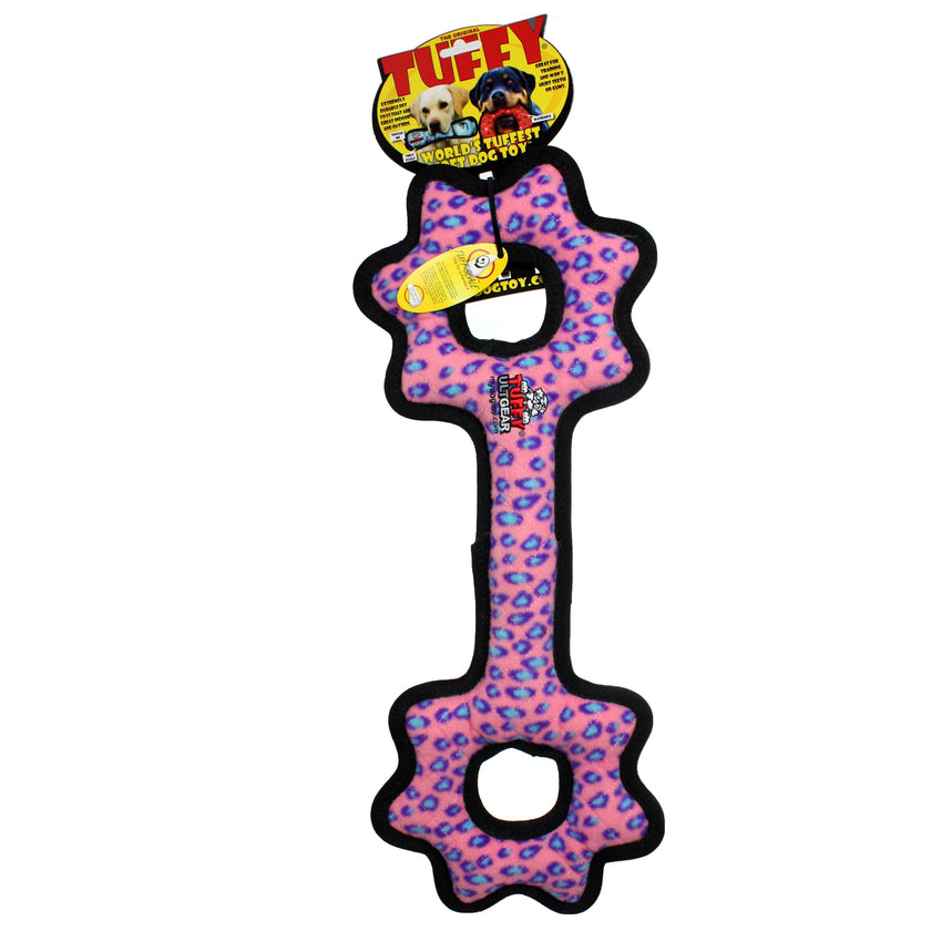Tuffy Ultimate Tug-O-Gear - Pink Leopard, Squeaky Dog Toy