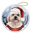 Shipoo Santa Hat Dog Porcelain  Ornament