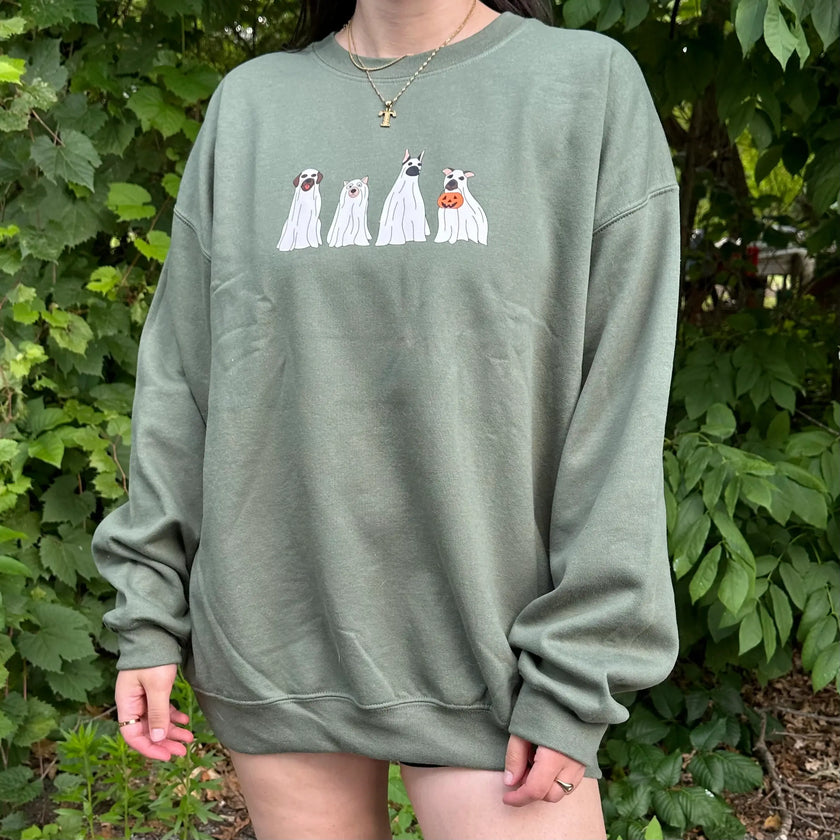 Halloween Ghost Dogs Puppies Fall Autumn Sweatshirt