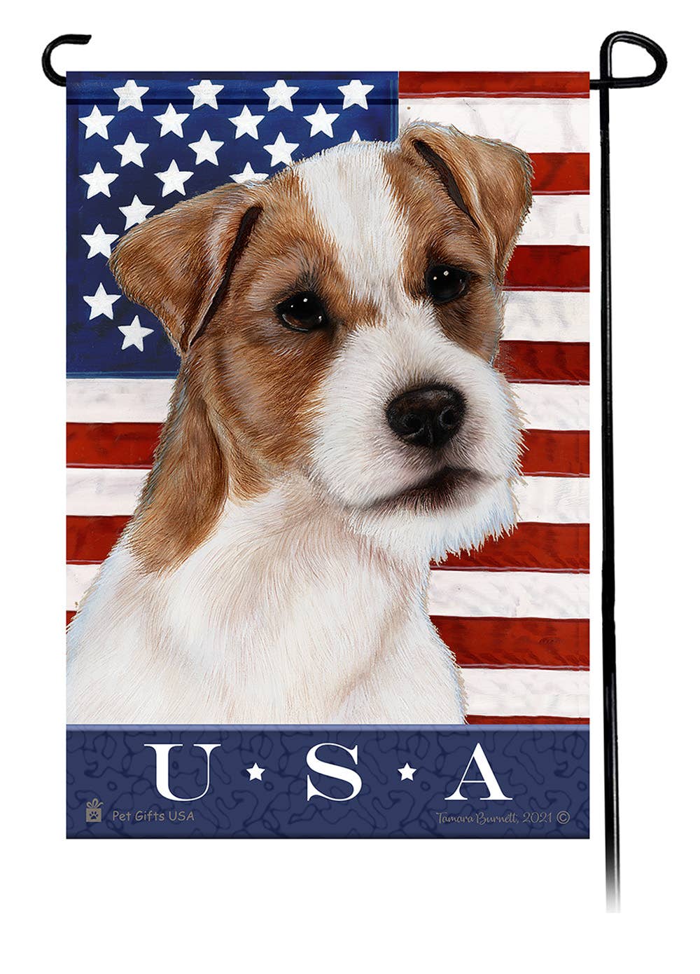 Jack Russell Brown & White True Blue Garden Flag
