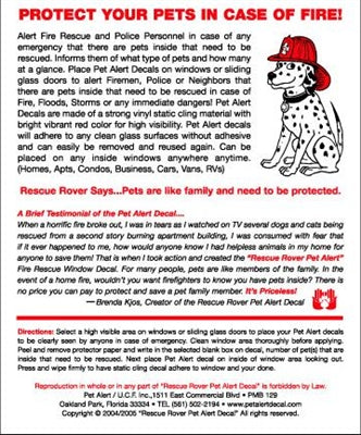 Rescue Rover Pet Safety Window Decal 2pk